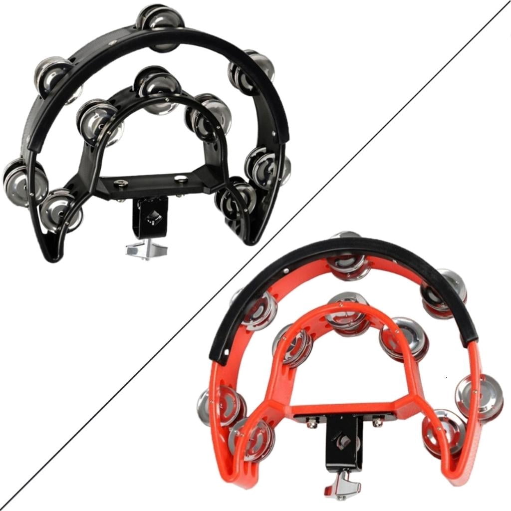 Yihuala Drum Set Tambourine with Mounting Eye Bolt Half Shape Hi-hat Tambourine Double Row Tambourine Easy to Use