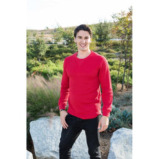 Wild Palms 910RDXXL Mens Thermal Knit Crew Neck Shirt, Red - 2XL