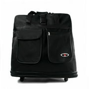 K-Cliffs Unisex 36 Inch Black Multi Tiered Collapsible Expandable Wheeled Travel Cargo Duffle Bag with Zippered Pockets