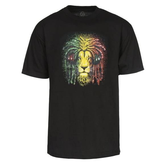 T-Shirt Rasta Lion à Manches Courtes pour Hommes - Noir - Grand