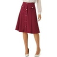 thumbnail image 4 of INSPIRE CHIC Elegant Women's A-Line Button Front Knee Length Skirt for Work and Formal Occasions XL Red, 4 of 5