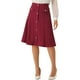 thumbnail image 4 of FALDA A-LINE CON BOTONES ELEGANTE PARA MUJER, LARGO A LA RODILLA, PARA TRABAJO Y OCASIONES FORMAL, ROJO, 4 of 5