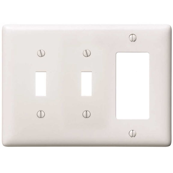 HUBBELL WIRING PJ226W 2-Gang White Medium Size Toggle and Decorator Wall Plate