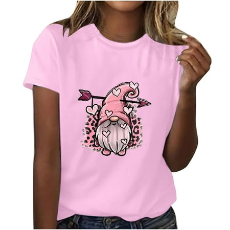 

Womens Tops Corset Tops for Women Adult Trendy Short Sleeve Crew Neck Valentine s Day Printed Leisure Blouse T-Shirt Tops Shirt White Long Sleeve Shirts for Women Valentine Shirts for Women