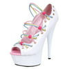 Womens White Platform Pumps Strappy Colorful Peep Toe Shoes 6 Inch Heels
