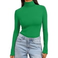 thumbnail image 6 of Gkeoshab Womens Tops Women's High Neck Cowl Neck Long Sleeve T-Shirt Cotton Layering Top for Everyday Wear Green 4XL, 6 of 7