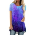 thumbnail image 1 of Fiudx Tops para Mujer Blusa de Manga Corta con Cuello Redondo y Estampado de Verano para Mujer, 1 of 4