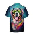 thumbnail image 2 of Hippie Bernese Mountain Dog Portrait oil painting Watercolor Tie-dye Vintage Hawaiian Shirt Breathable Summer Unisex Merch Berner Lover Gifts - 00015, 2 of 6