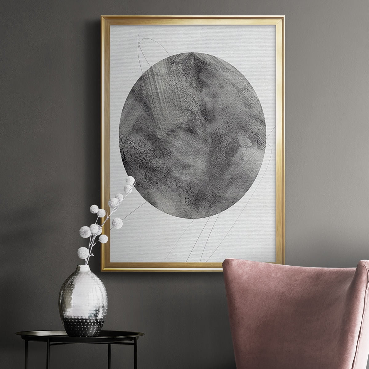 Graphite Moon II Premium Framed Print, in Gold, Black, or Silver - Ready to Hang