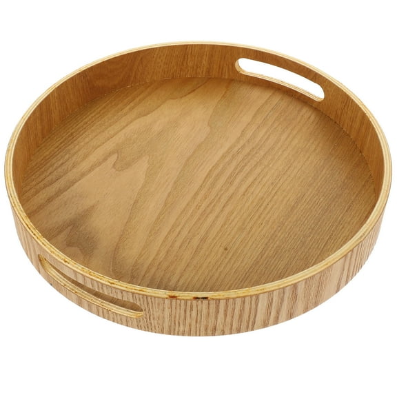 WHAMVOX Round Wood Tray Table Centerpiece Candle Storage Tray Dessert Cake Serving Plate