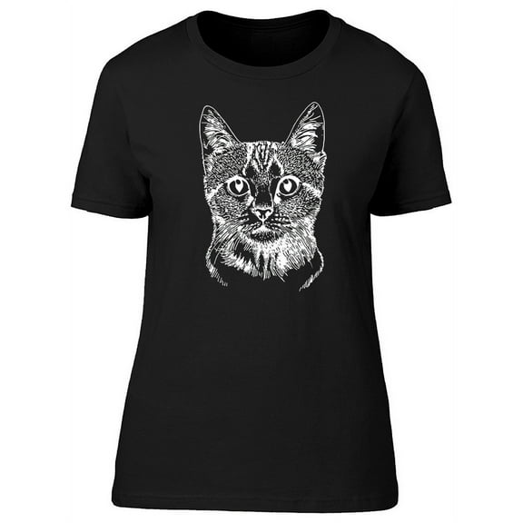White Silhouette Kitty Cat T-Shirt Women -Image by Shutterstock, Female Small