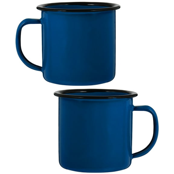 Raindrops Blue Enamel Coffee Mug for Home Use Practical Water Cup with Stable Structure 12 oz