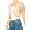 thumbnail image 5 of MOA COLLECTION Women's Casual Lace Bolero Crochet Open Cardigan 3/4 Sleeve Sheer Cover Up Jacket, 5 of 7
