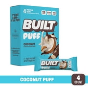 Built Puff Snack Bars, Coconut, 17g Protein, Collagen, 140 Calories, 4 Count Box, 1.41oz