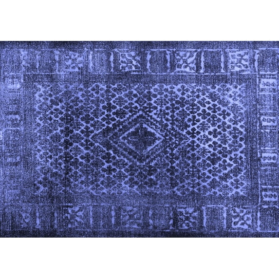 Ahgly Company Indoor Rectangle Abstract Blue Contemporary Area Rugs, 2' x 3'