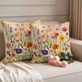 thumbnail image 2 of Vintage Spring Floral Outdoor Waterproof Pillow Covers, Summer Botanical Pastoral Flowers Decorative Square Throw Pillowcase Sofa Cushion Sham for Patio/Couch/Chair, 16"x16" 2 Pack, 2 of 8