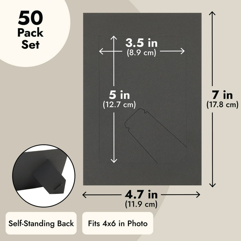 50 Pack Black Paper Picture Frames 4x6, Cardboard Photo Easels for