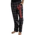 thumbnail image 2 of Marvel Mens' Deadpool Logo Plaid Lounge Pajama Pants, 2 of 4