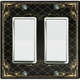 thumbnail image 1 of Metal Light Switch Plate Cover Black Yellow French Victorian Frame Damask FRA002, 1 of 13