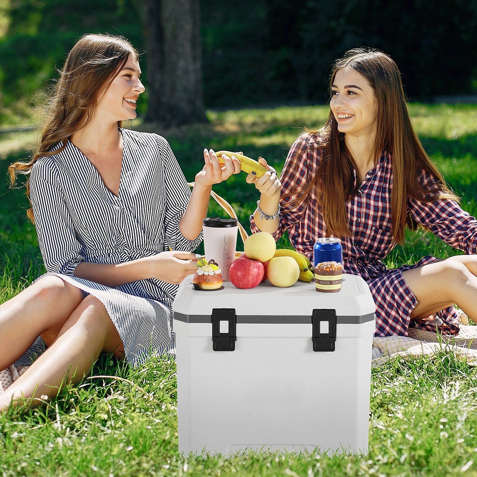 Portable Cooler 38 QT - Insulated Hard Cooler for Camping, Holds 54 Cans, Cup Holder Included