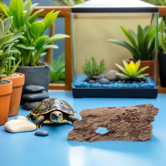 BESTYASH Cueva Refugio Para Reptiles Y Geckos Fabricada En Resina Madera Natural Para Hábitats