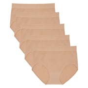 Carole Hochman Womens Underwear Silky Soft Seamless Full Coverage Modern Brief Panties 5 Pack Multipack (Medium, Tan)