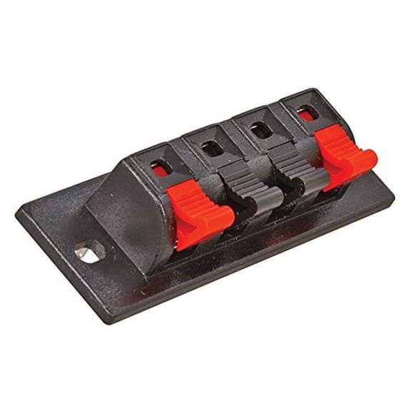 GC 33-1404 Terminal Speaker Connector, 4 Posts, Spring Jack, 3" x 1" Size, 2 Red/2 Black (Pack of 2) - 33-1404