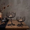 thumbnail image 7 of Halloween Candle Holders Set of 2 Black Metal Gothic Candlestand, Arachnid Web Style with Curved Branch Details, Tabletop Centerpiece for Ghost House Party Home Decor Display, 7 of 7