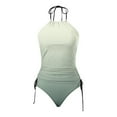 thumbnail image 4 of Linfrsh Women Tankini Swimsuits Two Piece Bathing Suit Leaves Tankini Top with Shorts Swimwears Mint Green,S, 4 of 4