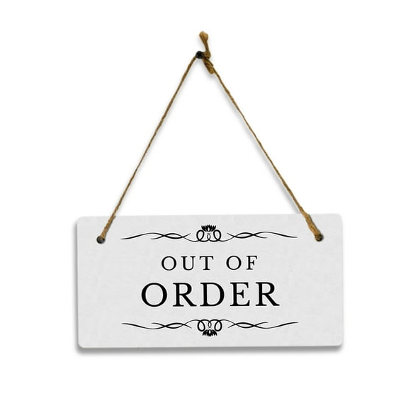 Out Of Order 5" x 10" Hanging Wall or Door Sign | Rustic Twine | Stylish Business or Office Signage
