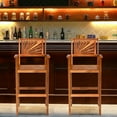 Topbuy Set of 2 Acacia Wood Outdoor Patio Bar Stool with Footrest