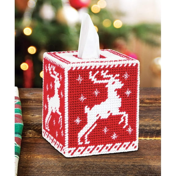 Mary Maxim Plastic Canvas Tissue Box Kit 5"-Nordic Prancer (7 Count)