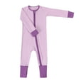thumbnail image 2 of THDHVS Newborn Sleepers,Baby Girl Clothes,Solid Color Crawling Suit Long Sleeve Footless Jumpsuit Newborn Pajamas Purple 0-3 Months, 2 of 8