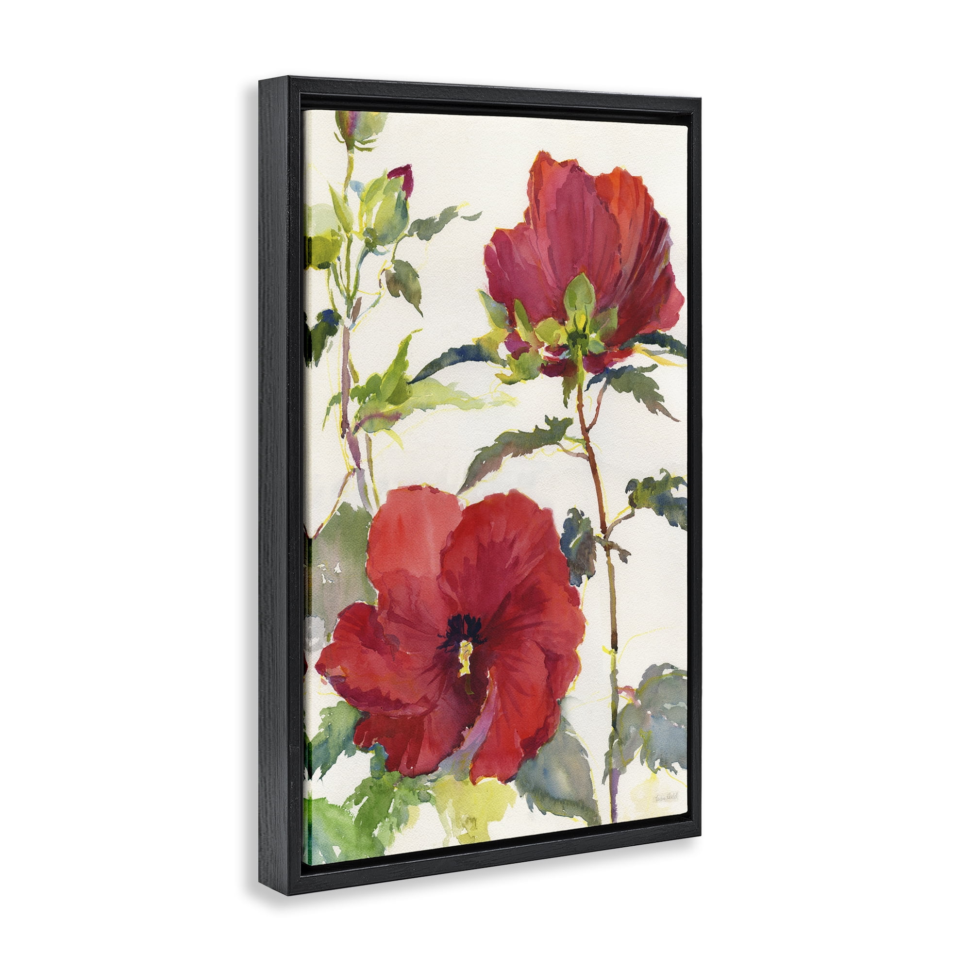 Stupell Industries Red Poppy Duo Botanical & Floral Painting Black Floater Framed Art Print Wall Art, 17 x 25