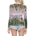 thumbnail image 2 of Gibobby Blusas Holgada Blusa de manga larga con cuello redondo a la moda de verano para mujer, camisa estampada superior semitransparente, camisa inferior（Beige， XXXL), 2 of 4
