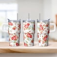 thumbnail image 2 of 20oz Floral Insulated Tumbler with Handle & Straw, Travel Coffee Cup, Chinoiserie Design for Women Friend Birthday, 2 of 5
