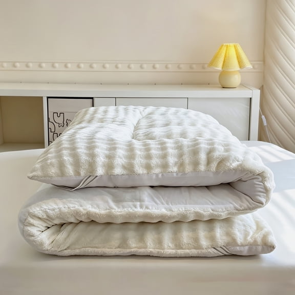 Fluffy Floor Mattress, Warm Mattress Topper, Faux Wool Finish Fluffy Floor Futon Mattress, Super Soft Roll Up Tatami Mat, Foldable & Portable Floor Bed Sleeping Pad, for Gifts