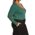 thumbnail image 4 of Bp. Womens Green Trekking Long Sleeve Knitted Henley Crop Top Size M, 4 of 6