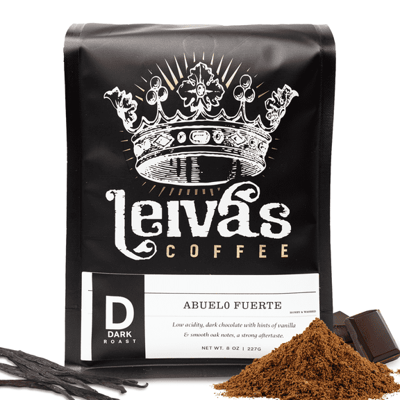 Leivas Dark Roast Ground Coffee (8 Oz) – Roasted to Order, Small Batch Guatemalan Beans – Abuelo Fuerte Coffee Grounds w/ Chocolate & Caramel Notes – Dark Roast for Drip & French Press Brews