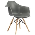 thumbnail image 3 of Plastic Chair with Arms and Wooden Legs, Gray, Set of 4, 3 of 6