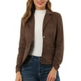 thumbnail image 1 of INSPIRE CHIC Women's Faux Suede Button up Casual Open Front Drawstring Long Sleeve Blazer, 1 of 6