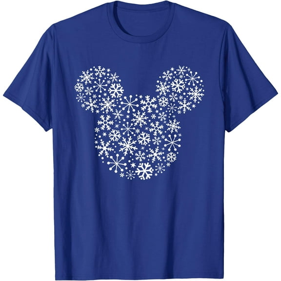 Mickey Mouse Icon Holiday White Snowflakes DTG Print Unisex T-Shirt