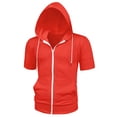 thumbnail image 5 of INSPIRE CHIC Men's Short Sleeve Hoodies Solid Color Zip Up Jackets with Hood M Bright Orange, 5 of 7