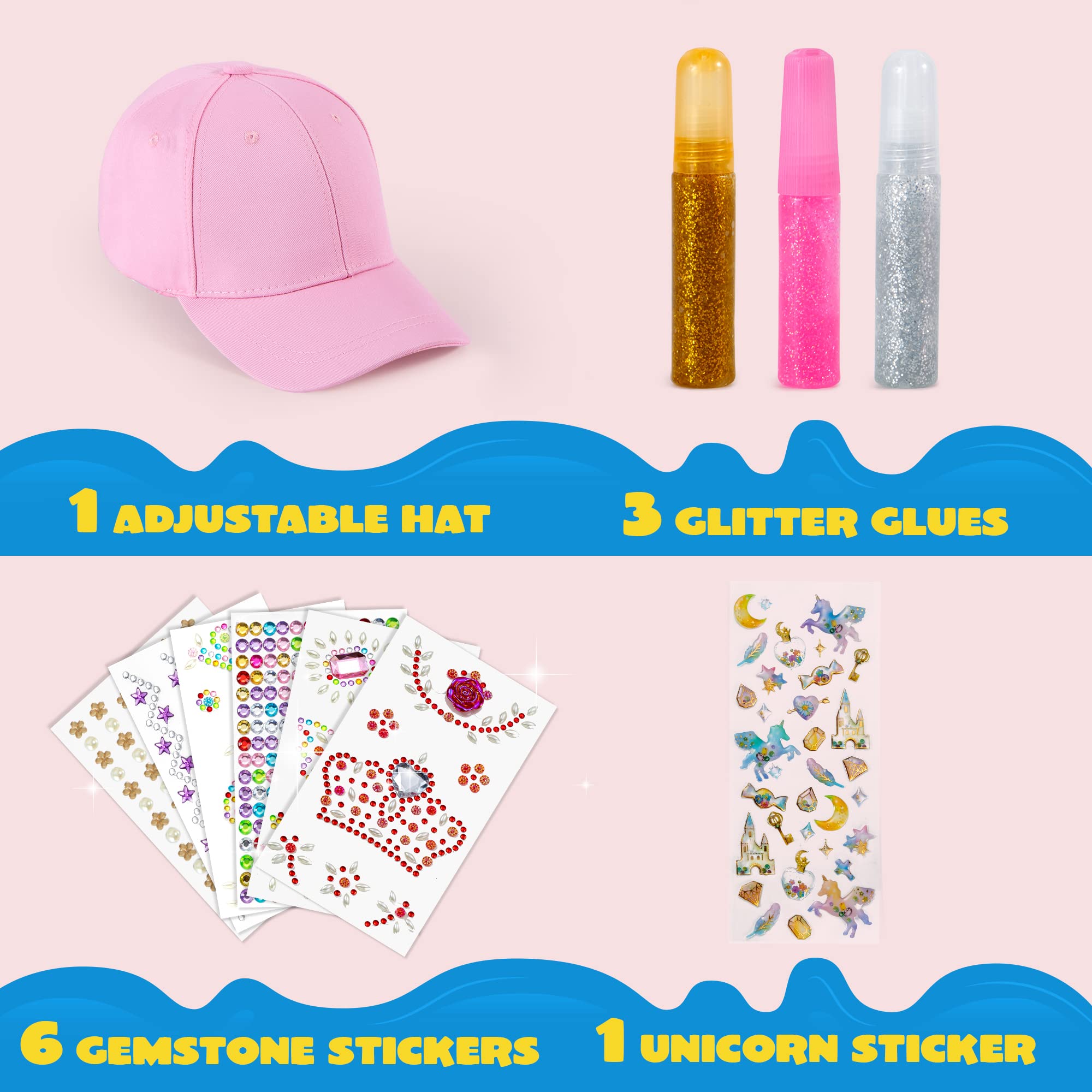 Joyfy Pink Baseball Art on Cap Set, Gem & Glitter Craft photo 4