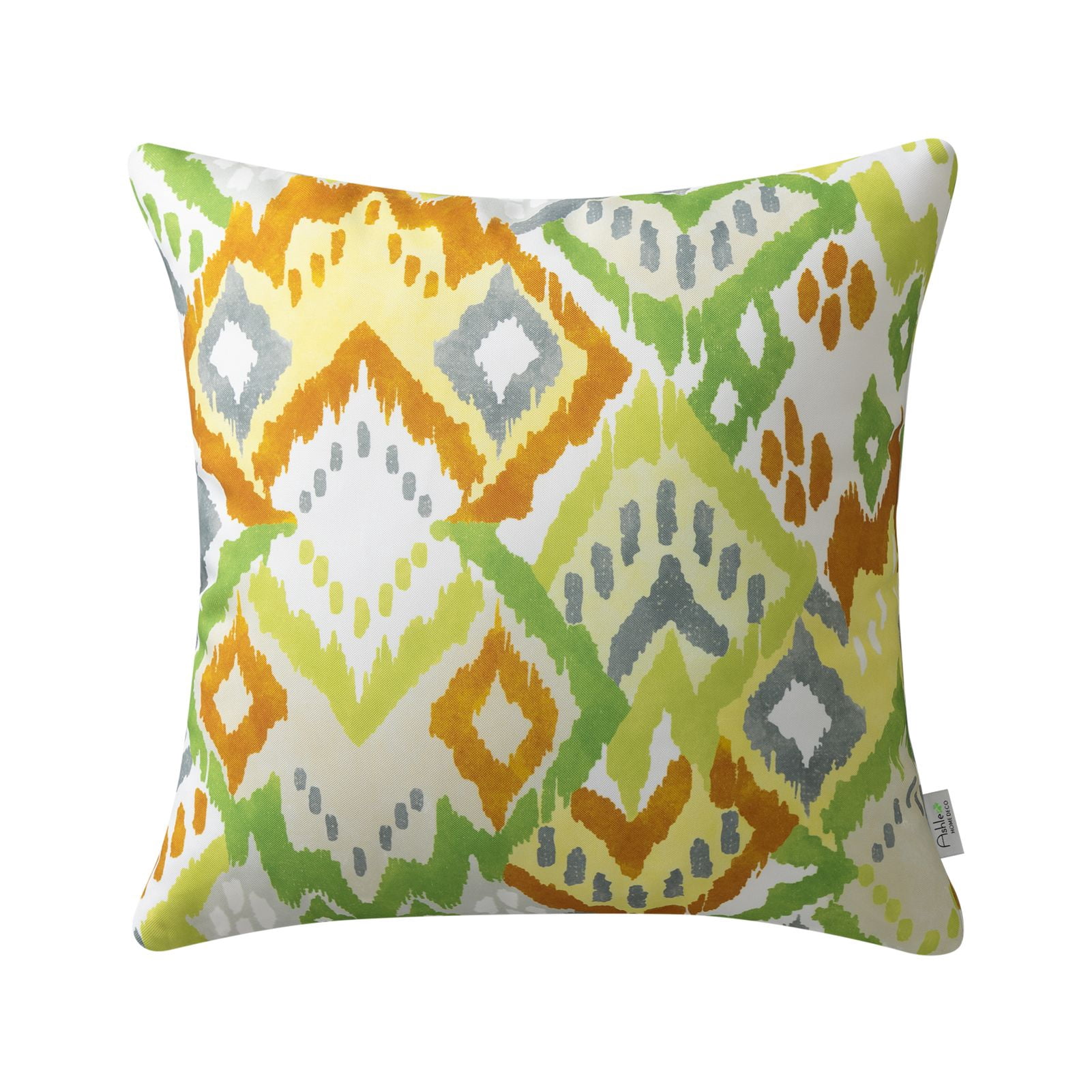 Phantoscope Boho Outdoor Decorative Throw Pillows with Inserts, Waterproof, Orange and Green, 18 x 18 in, 2 Pack