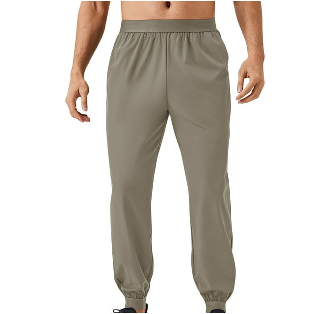 Jgppe Men's Running Pants Lightweight Elastic Waist Solid Color Comfy Stretch Jogger Pants with Pockets