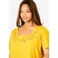 thumbnail image 4 of Jessica London Women's Plus Size Stretch Cotton Eyelet Cutout Tee, 4 of 6