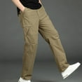thumbnail image 2 of QATAINLAV Men's Casual Straight Leg Pants Loose Fit Multiple Pockets Lightweight Cargo Pants Solid Color Big and Tall Work Trousers Khaki XXXXL Spring Savings, 2 of 6