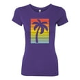 thumbnail image 2 of Tropical Palm Tree Silhouette | Womens Pop Culture Slim Fit Junior Tee, Purple Rush, X-Large, 2 of 4
