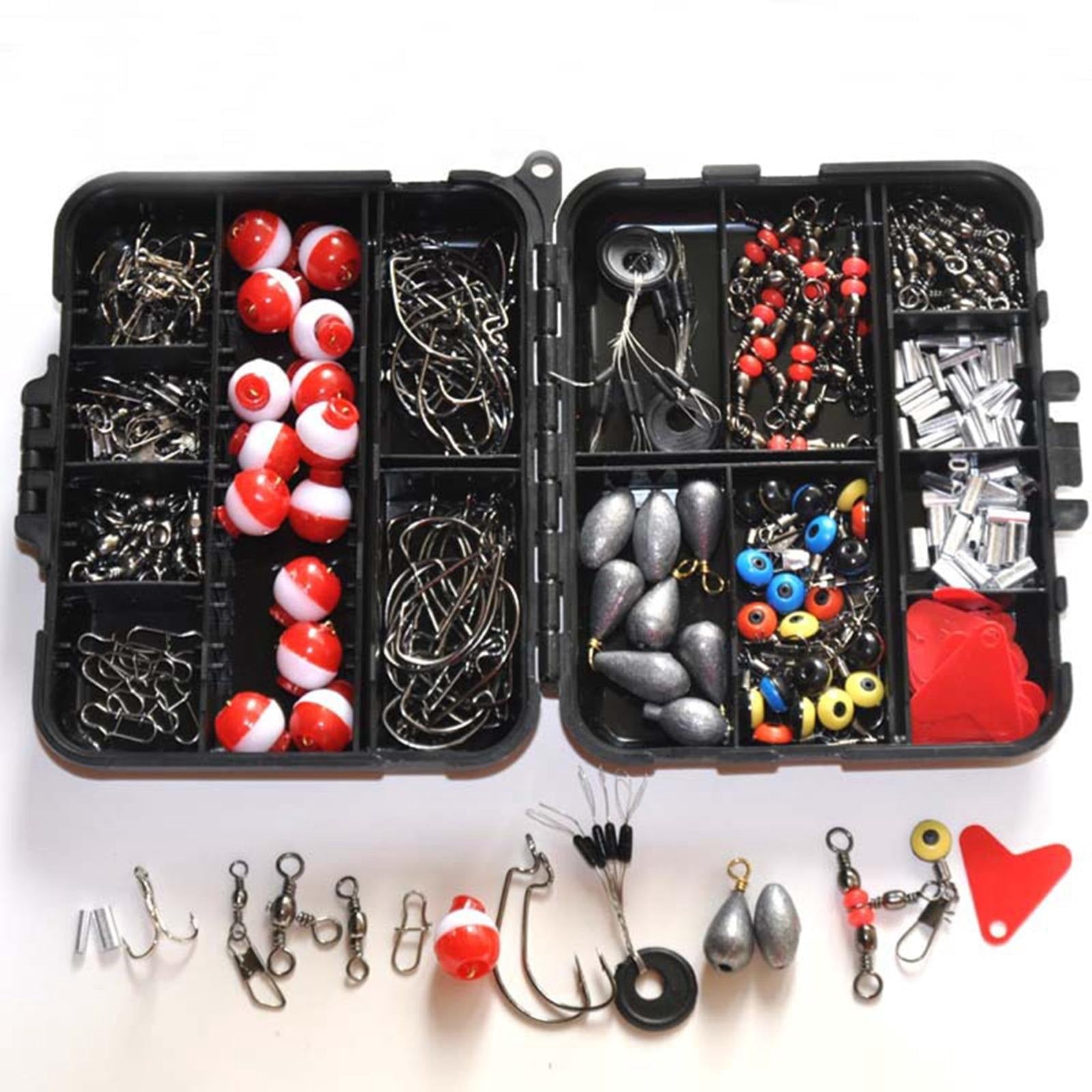 BESTSKY 2026 New 264Pcs Fishing Accessories Set with Tackle Box Including Plier Hooks Weight Swivels Snaps Slides Ice Sleds Large Clam Sea Bass Rigs,For Lake,River,Pond,Freshwater,Saltwater Fishing